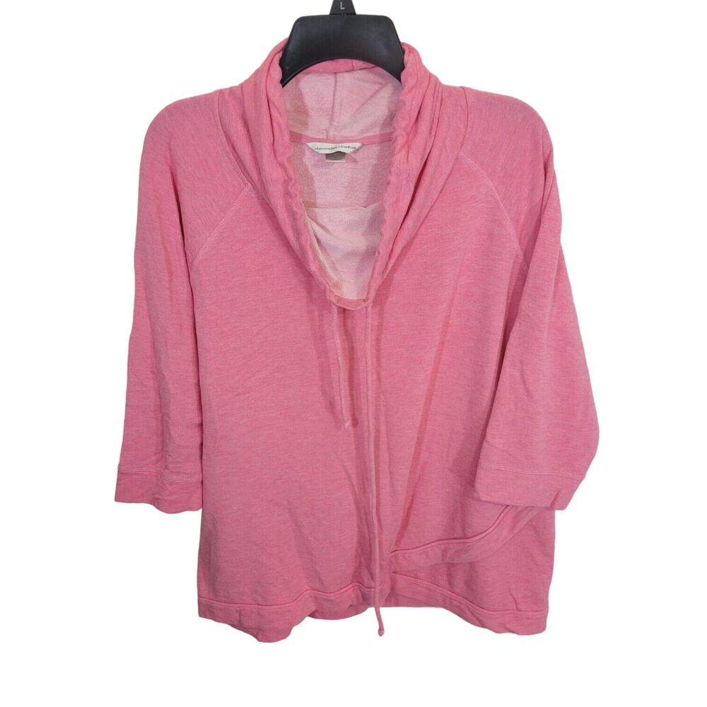 Christopher & Banks Pink 3/4 Sleeve Pullover Hoodie Sweatshirt Womens Size Large